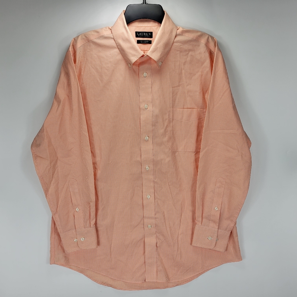 Lauren Ralph Lauren Long Sleeve Dress Shirt Gingham Plaid Men 16.5 32/33 Large L